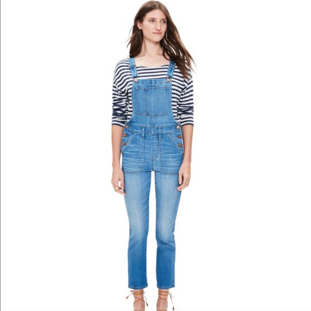 Madewell crop overalls in Hewitt wash